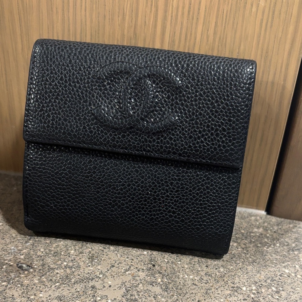 CHANEL Textured Black Wallet